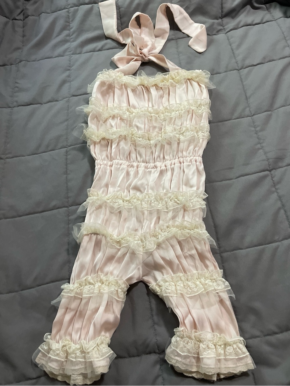 Dollcake Pale Pink Lace Ruffle Halter Romper